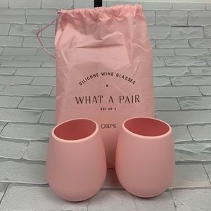 Odeme Silicone pink Wine glasses Set of two with dust bag Light pink